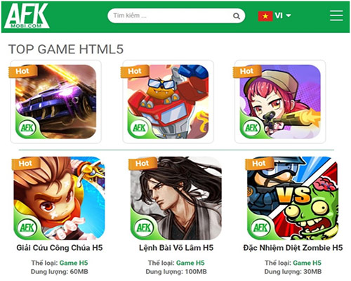 AFKmobi - Kho mini game H5 chất lượng hàng đầu Việt Nam 01