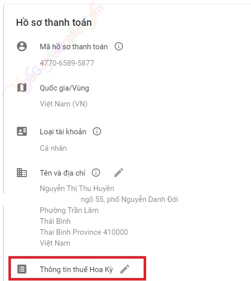 Hướng dẫn cài đặt thông tin thuế Adsense 02