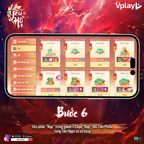 Hướng dẫn nạp thẻ Yêu Hồ 9D 6